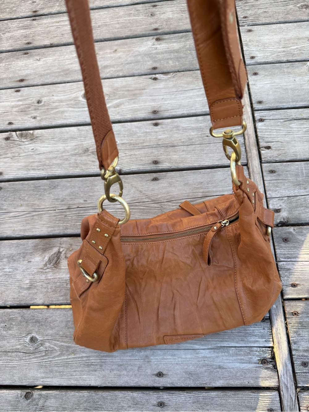 BCBGMaxAzria Cognac Leather Shoulder Hobo